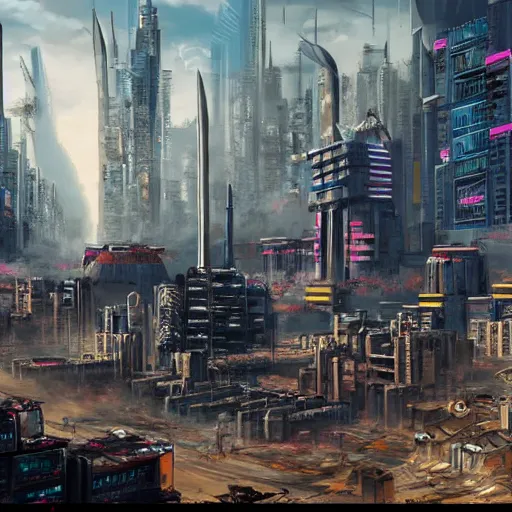 Image similar to cyberpunk city being bombarded by napoleonic cannons.