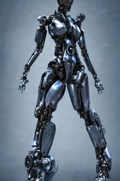 Image similar to full body cyborg female concept, hydrologic pistons, humanoid form, robot servo, metalized mecha muscle, monkey limbs, digital art, in the style of ben lol, brian sum, ramil sunga, herbert lowis, furio tedesschi, christopher cao, artstation, pinterest, deviantart, photoshop, octane render, unreal engine