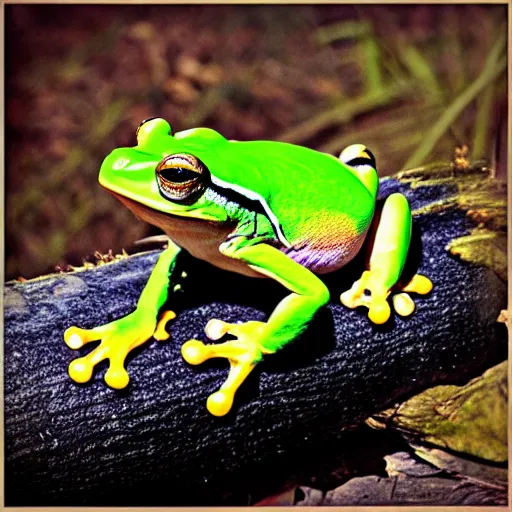 Prompt: frog frog frog on a dog dog dog on a log log log, photography, photoshop