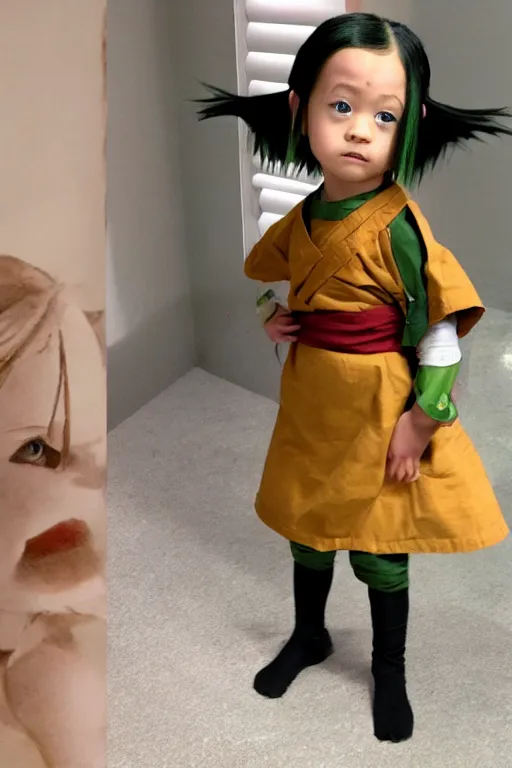 Prompt: a photo of real life toph from avatar