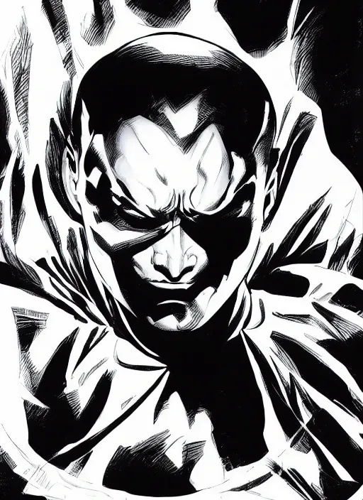 Prompt: super villain called dark matter, black and white comic cover, comic art, concept art, style by alex ross, david finch