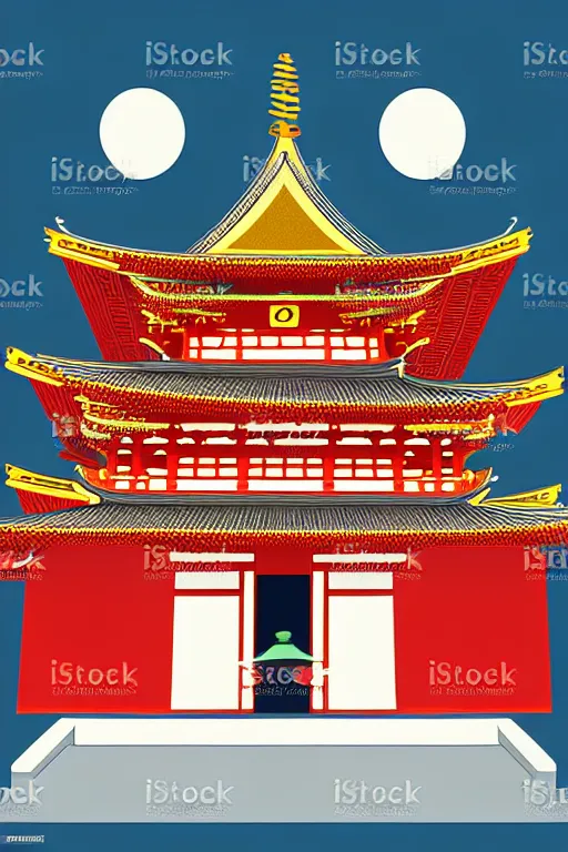 Image similar to minimalist boho style art of colorful senso - ji temple tokio, illustration, vector art
