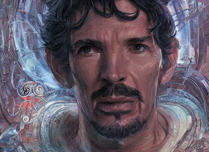 Image similar to a highly detailed alien portrait of stephen strange, james gurney, james jean