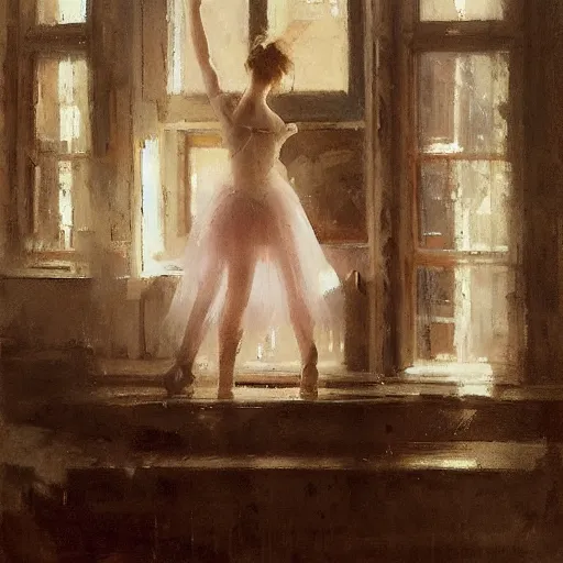 Image similar to the lone ballerina, by jeremy mann, anders zorn.