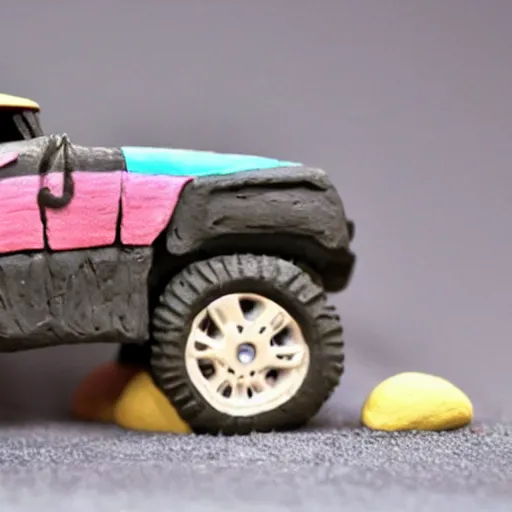 Image similar to a hummer made out of clay, claymation