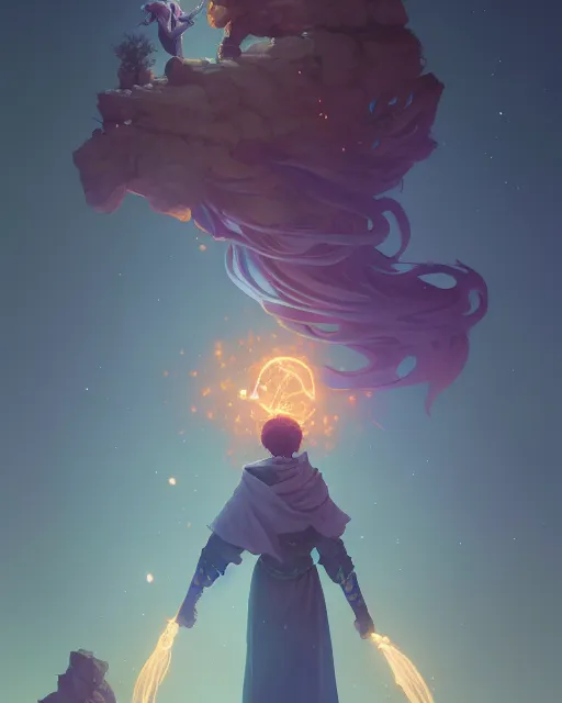 Image similar to highly detailed vfx portrait of a mage casting an earth spell, unreal engine, greg rutkowski, loish, rhads, beeple, makoto shinkai and lois van baarle, ilya kuvshinov, rossdraws, tom bagshaw, alphonse mucha, global illumination, detailed and intricate environment