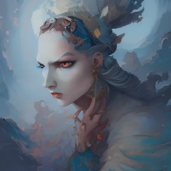 Prompt: a highly detailed portrait in the style of peter mohrbacher and in the style of james jean.