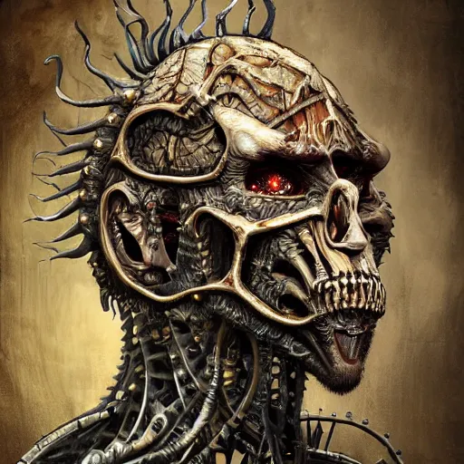 Image similar to Nicolas Cage as biomechanical monster intricate, smooth, artstation, painted by Hans Giger