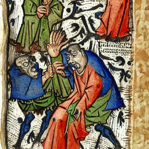 Image similar to grotesque creatures in the margins of old illuminated manuscripts