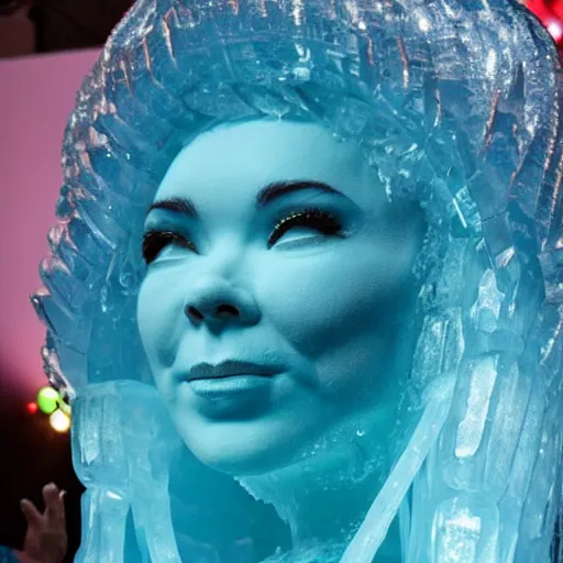 Image similar to a highly detailed ice sculpture of bjork medulla