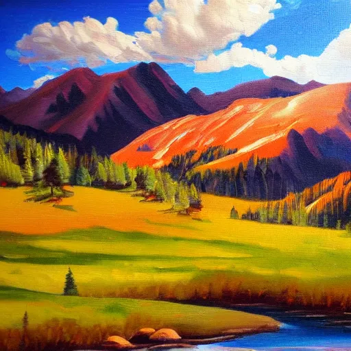 Image similar to Colorado mountains landscape oil painting