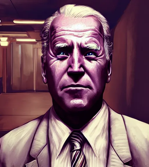 Image similar to portrait of joe biden cosplaying bioshock, by wlop, by simon stalengrad, bioshock screenshot, photorealistic fan art, gta 5, detailed shading, intricate abstract, steampunk