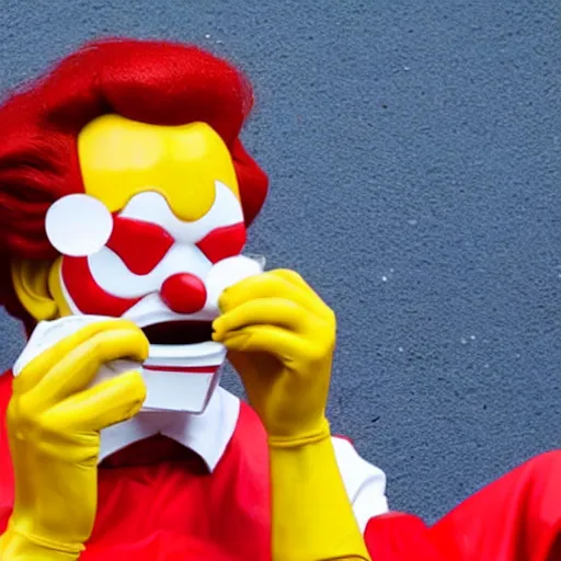 Image similar to ronald mcdonald puking vomiting