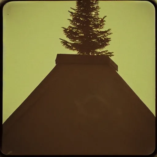 Image similar to a grainy realistic photograph of santa ontop of a rooftop climbing down a chimney at night, shot on an old polaroid camera, grainy vhs texture 4 k, realistic, unreal engine 5, sharp details, 3 0 0 dpi