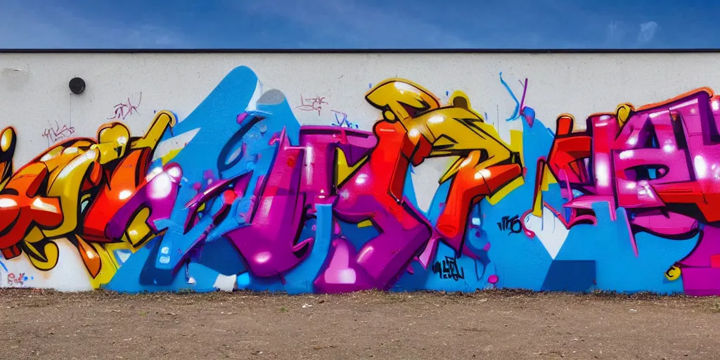 Image similar to 3 d! graffiti, gradients! extreme wide angle, arrows, drips, in the style of daim!, totem, fleks, odeith
