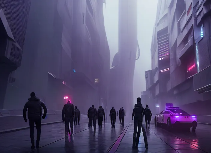 Image similar to blade runner 2 0 4 9 city architecture, spacex starship rocket launch, xenomorph colony, environmental lighting, stromy weather, ray tracing, people walking in street, amazing view, futuristic, highly detailed, editorial, dslr, 2 4 mm, octane render, unreal engine 5, artstation, 4 k