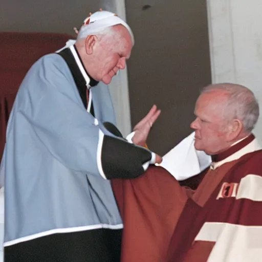 Image similar to John Paul II kneeling on a black person's neck