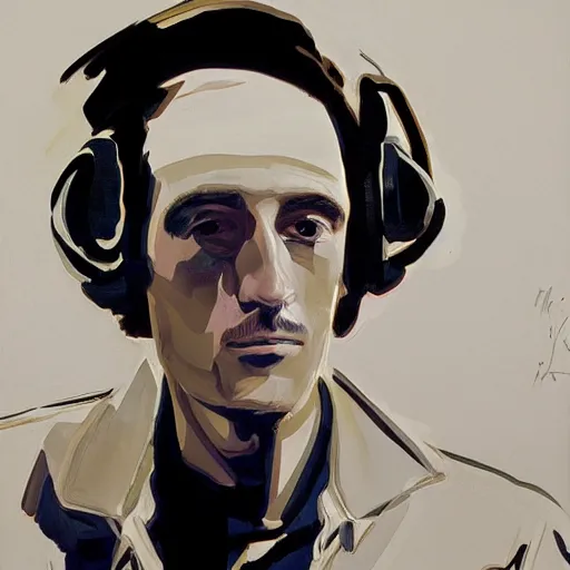 Prompt: portrait of zach hill by syd mead