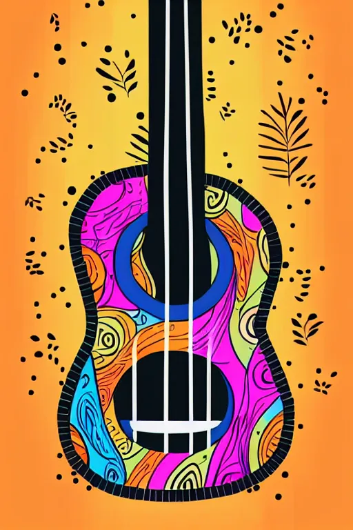 Image similar to minimalist boho style art of a colorful ukulele, illustration, vector art