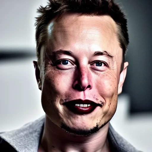 Image similar to elon musk as heath ledger's joker, highly detailed face