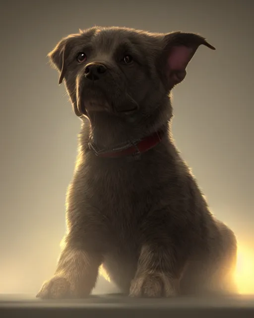Prompt: super cute dog, hyper realism, cinematic, volumetric lighting, intricate complexity, extremely detailed,