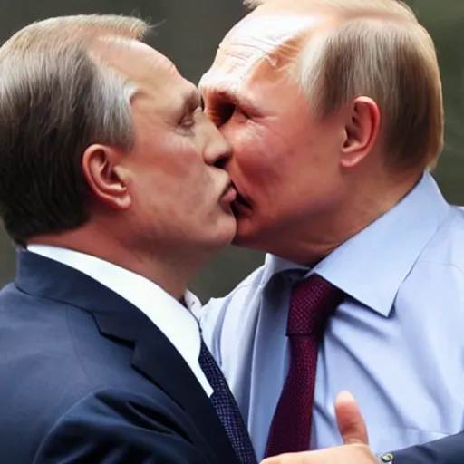 Image similar to orban viktor kissing putin