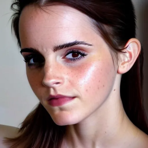 Image similar to a woman who is a combination of emma watson and kim kardashian, close up