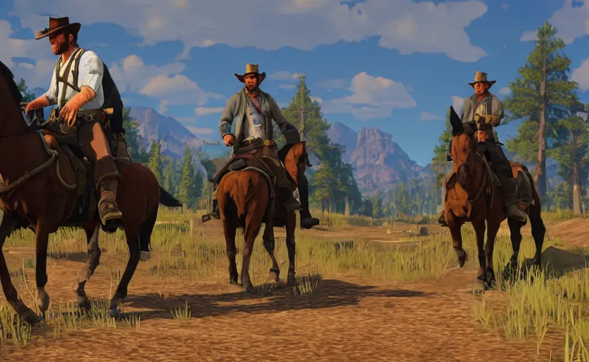 Image similar to red dead redemption two, in the art style of breath of the wild