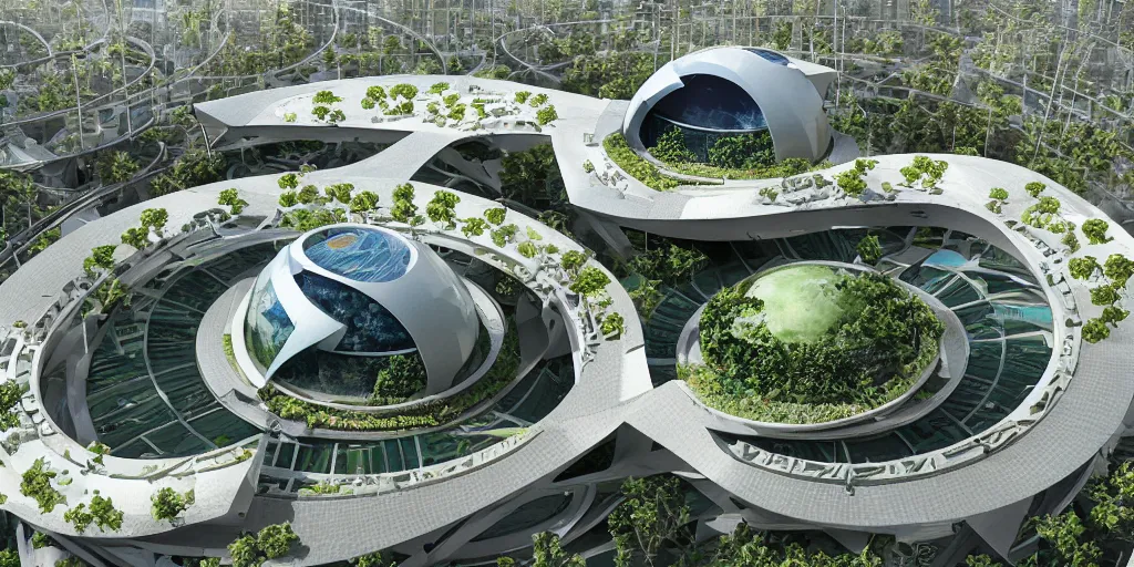 Prompt: futuristic ecological city under a massive dome