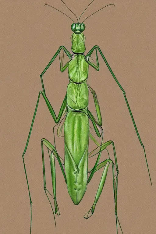 Image similar to praying mantis, paper texture, by pandora sellars