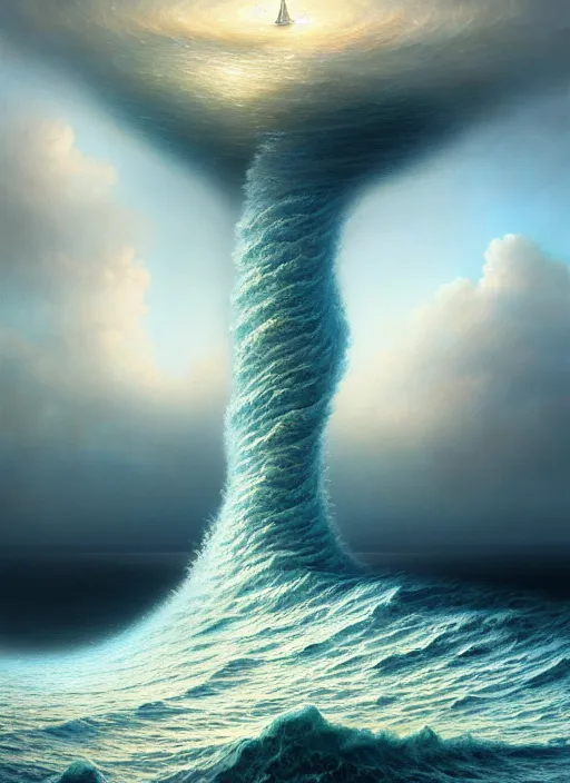 Image similar to A hyper-detailed 3d render like a Oil painting of the Ocean’s dream of The Upward Spiral, surrealism!!!!! surreal concept art, lifelike, photorealistic, digital painting, aesthetic, smooth, sharp focus, Artstation HD, by Greg Rutkowski, Chris Tulloch McCabe, Valentina Remenar and Asher Duran,