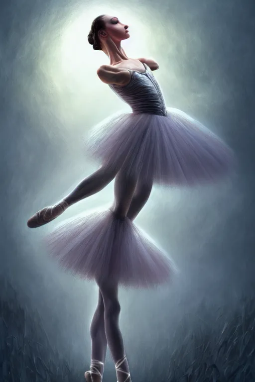 Image similar to prima ballerina, gorgeous, ethereal, intricate, elegant, volumetric lighting, nature scenery, digital painting, highly detailed, artstation, sharp focus, illustration, concept art, clive barker