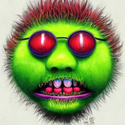 Image similar to a portrait of a tennis ball monsters, digital art, fantasy, magic, chalk, trending on artstation, ultra detailed, professional illustration by basil gogos