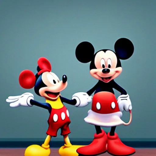 Prompt: Mickey Mouse and ratatouille