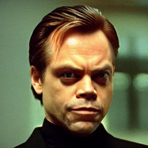 Prompt: A still of Mark Hamill as Agent Smith in The Matrix (1999)