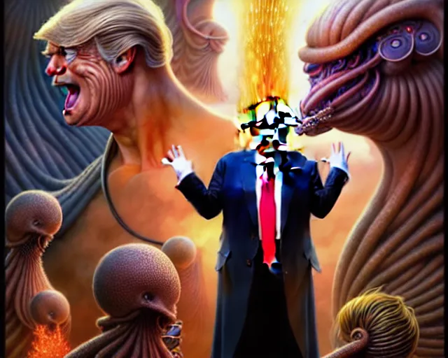 Image similar to donald trump, fantasy character portrait made of fractals, ultra realistic, wide angle, intricate details, the fifth element artifacts, highly detailed by peter mohrbacher, hajime sorayama, wayne barlowe, boris vallejo, aaron horkey, gaston bussiere, craig mullins