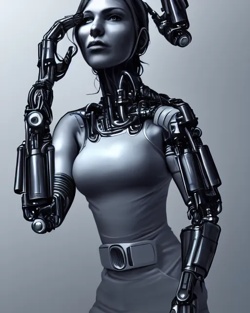 Image similar to woman with many cybernetic arms, trending on artstation