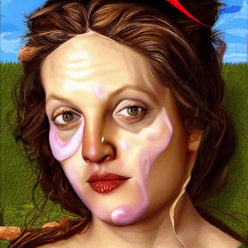 Image similar to drew barrymore on a smore digital painting by arcimboldo