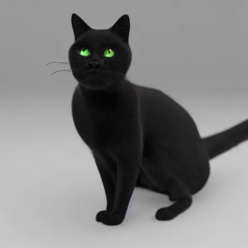 Image similar to Plastic black cat, octane render, realistic lighting, unreal engine