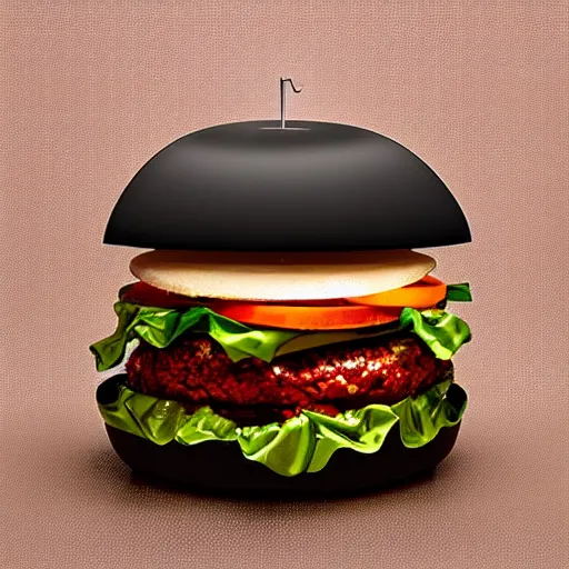 Prompt: a glass sculpture of a hamburger