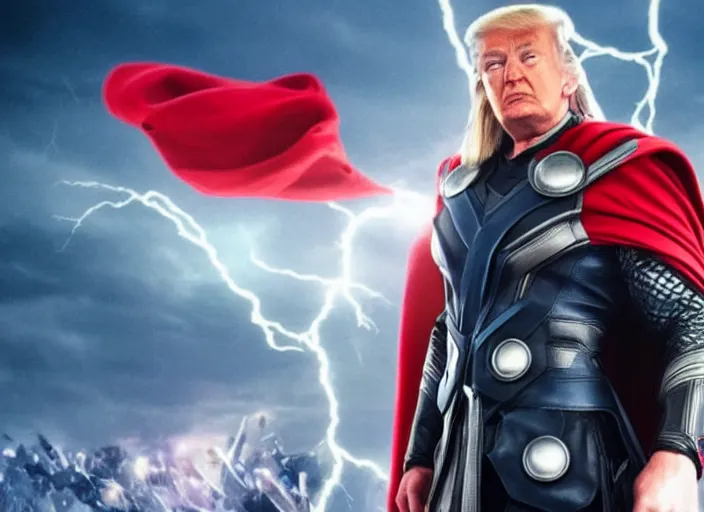 Image similar to cinematic still, donald trump as thor, avengers endgame ( 2 0 1 9 )