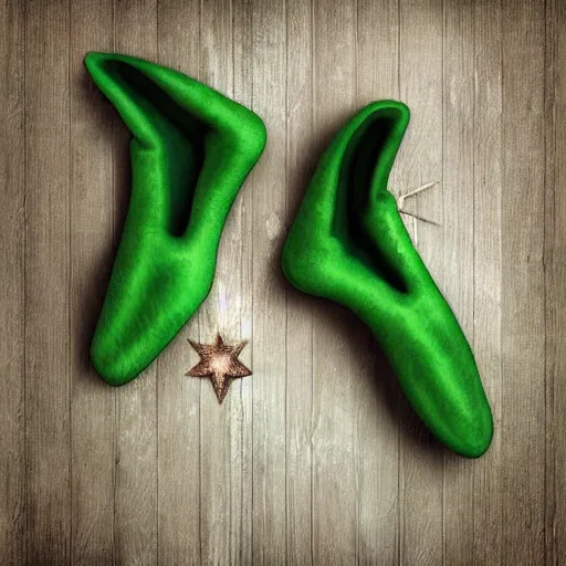 Image similar to a fairy wearing slippers in the shape of a star, realistic digital art