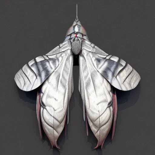 Prompt: a mechanized atlas moth, gunmetal grey, very symmetrical, orthographic view, top down view, bottom view, side view, blueprints, mecha, jet fighter, cybernetic, robotic, highly detailed, artstation, autodesk maya, super realistic, unreal engine