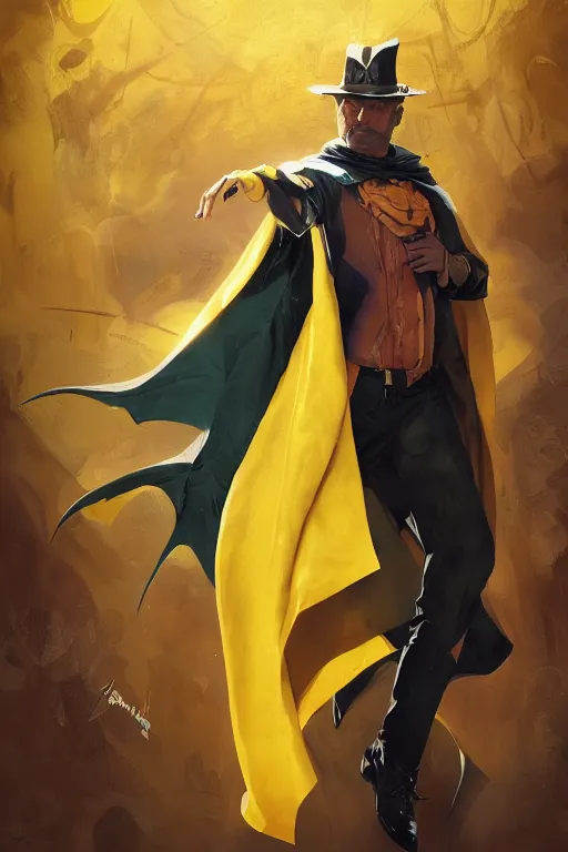 Prompt: portrait of the dome diceling magician wearing yellow hall cape by artgerm and Craig Mullins, James Jean, Andrey Ryabovichev, Mark Simonetti and Peter Morbacher 16k