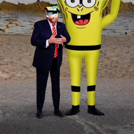 Prompt: trump in a spongebob suit