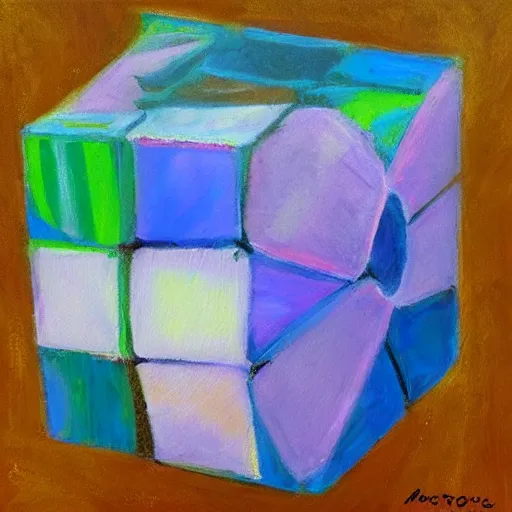 Image similar to beautiful impressionist painting of companion - cube