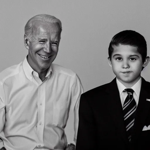 Image similar to A photo of joe biden teams up with a teenage joe biden, perfect faces, 50 mm, award winning photography