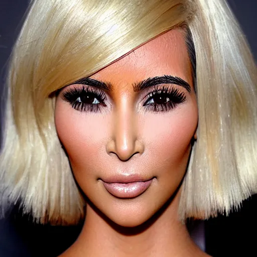Image similar to Woman, she has a refined nose, plump lips, Kim Kardashian, she is blonde style Glyn Warren Philpot