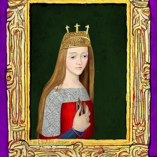 Image similar to beautiful young medieval queen by violet oakley