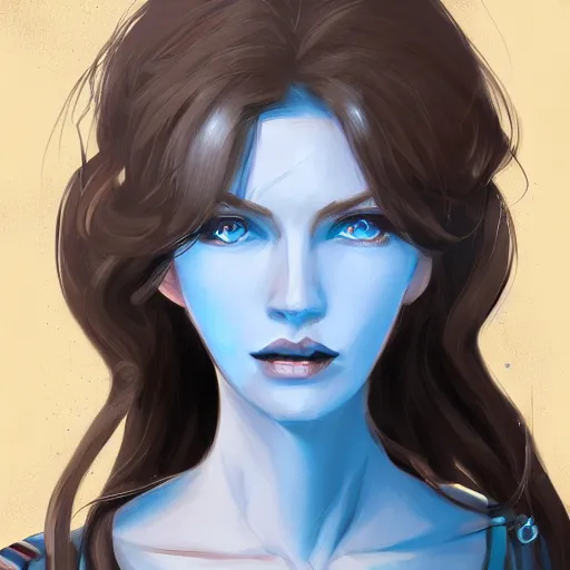 Prompt: portrait of a woman with ice blue eyes, by deepfry on artstation